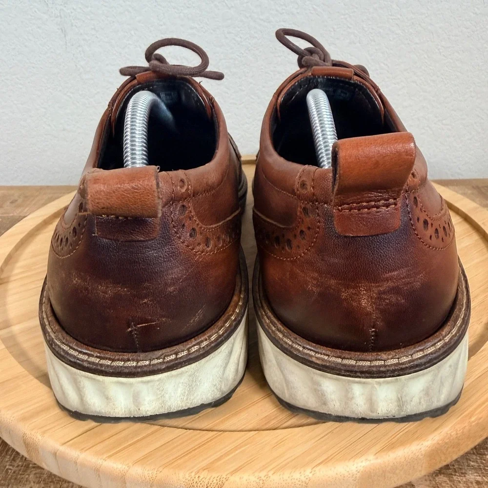 ECCO ST.1 Hybrid Wingtip Brogue Oxford Shoes Mens 10-10.5 EU 44 Brown Leather